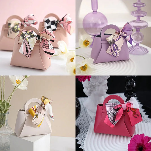 10/20PCS Creative Leather gifts Box With ribbon Wedding Favors and Candy Boxes For Birthday Party Supplies Chocolate Box Package
