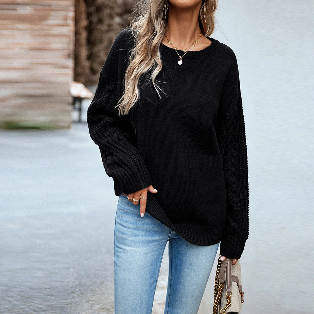Solid Knit Sweater Tops Women's 2023 Clothing Autumn Winter Long Sleeved Basic Pullovers T -shirt Tee Female Warm Jumper Clothe